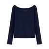 Solid Color Slant Shoulder T Shirt Long Sleeve Base Tees Simple Off Shoulder Tee  Spring