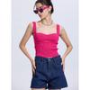 Za2025 Summer New Women clothes Versatile Slim fit Slimming Sexy Backless Square Collar Three-Dimensional Texture Knit vest