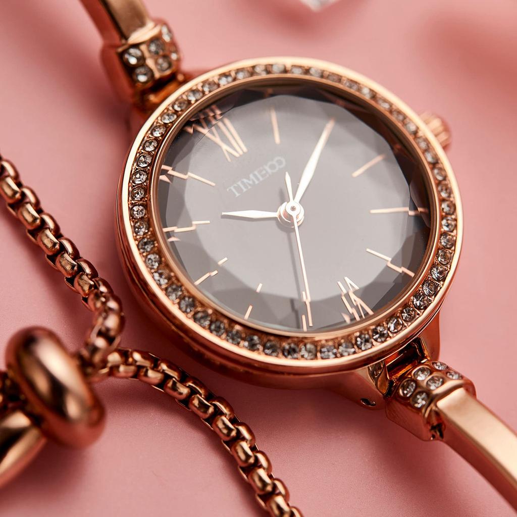 Time100 женские модные часы с браслетом из многогранного стекла, свободно регулируемый ремешок, японский кварцевый 30-метровый водонепроницаемый женский ремешок (зеленый)