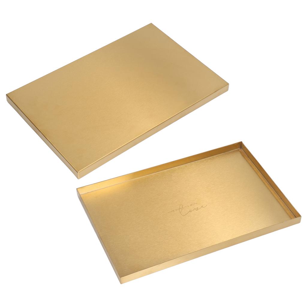 Modern Metal Gold Plate Rectangle Storage Tray Cosmetic Jewelry Display Stainless Steel Tray