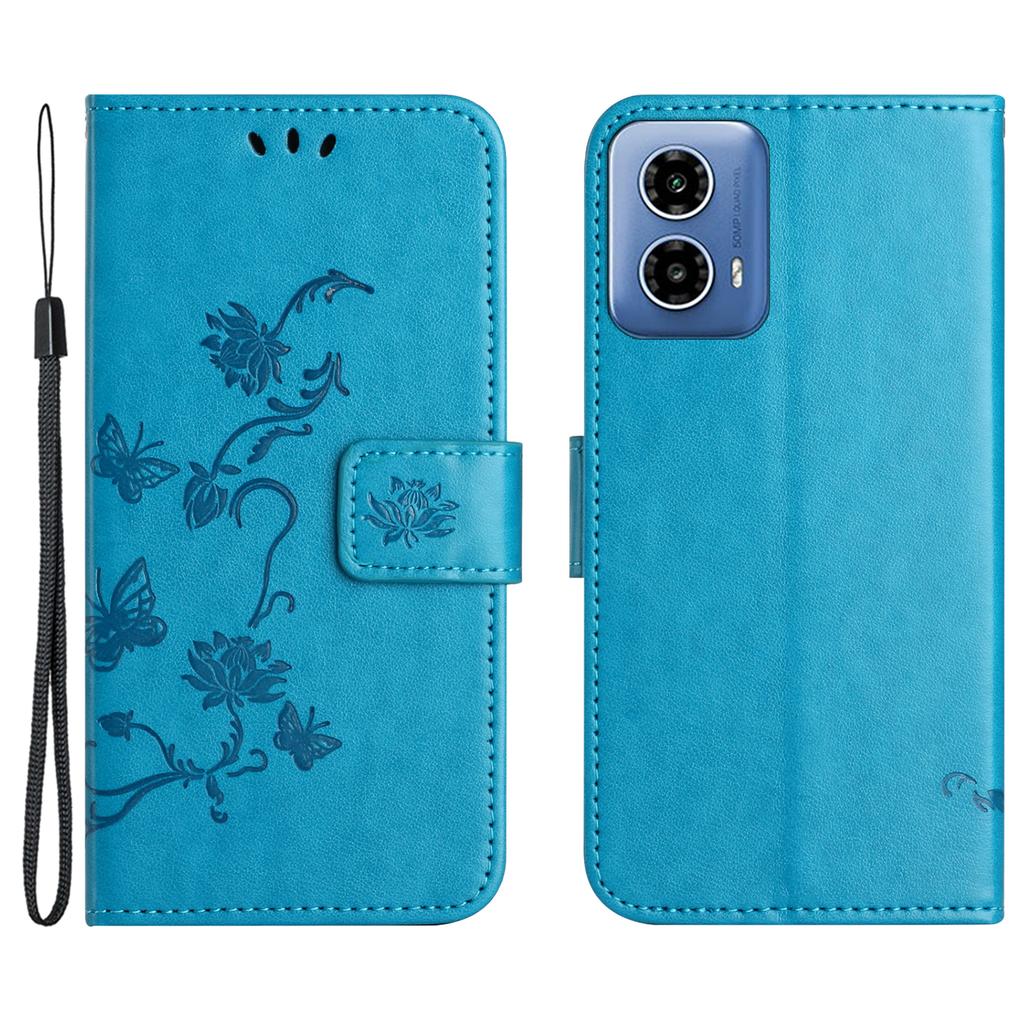 For Motorola Moto E14 4G/G04 4G/G04s 4G/G24 4G Wallet Case Butterfly Flower Leather Flip Phone Cover