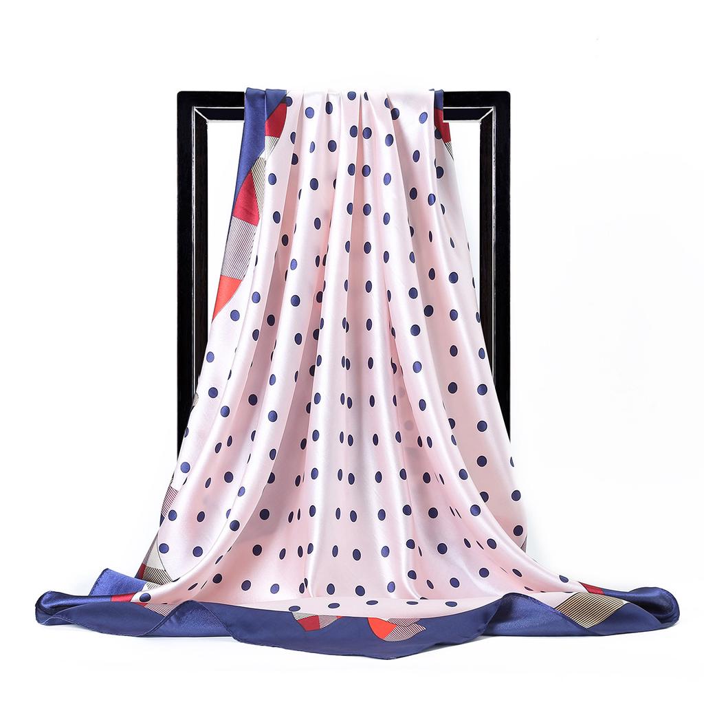 Women Fashion Square Vintage Print Satin Neckerchief Sun-Proof Scarf Scarves Shawl High Quality 1PC 90*90cm