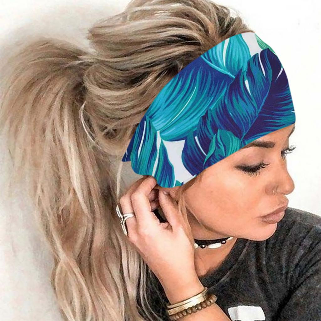 (Projector)Women's Printed Headband Sports Hair With A Wide Edge Yoga Headband Soft Hair Band Headdress Bundle Hair Band