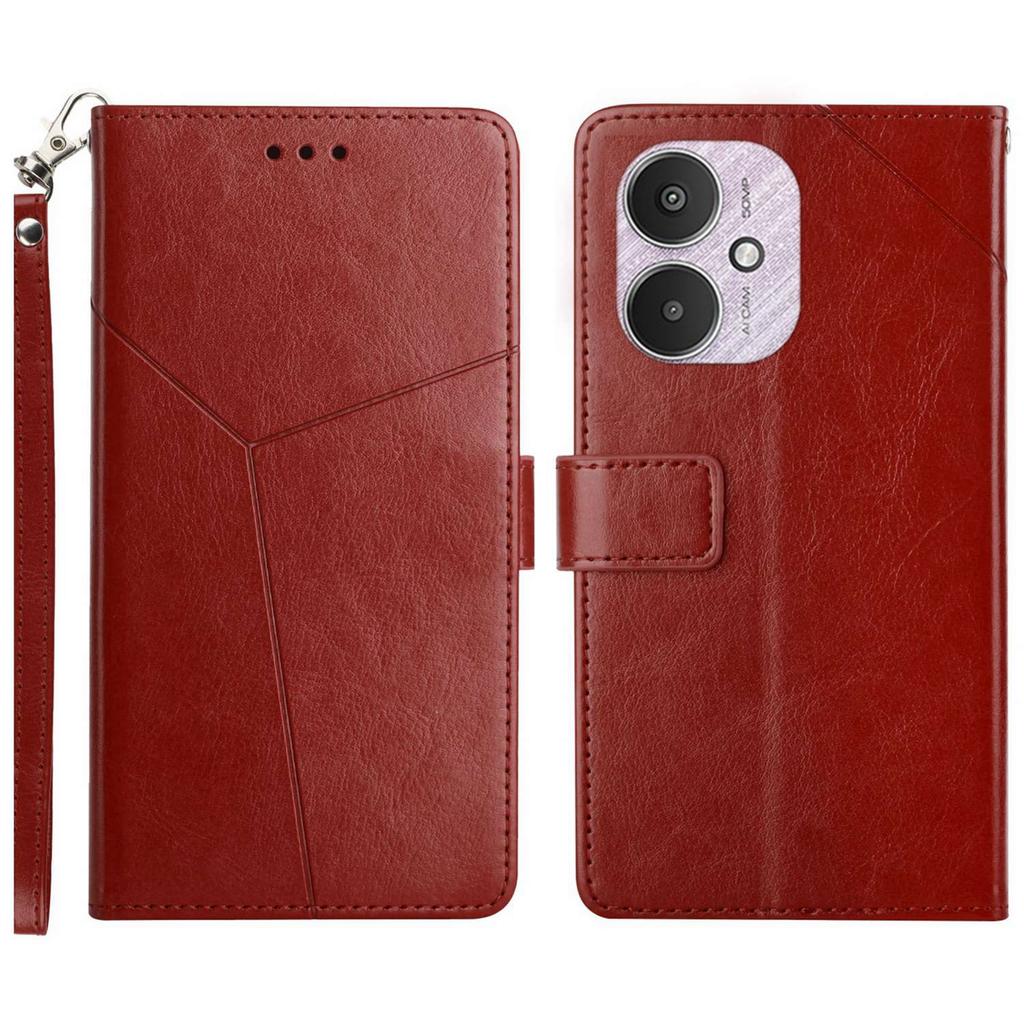 HT01 Для Xiaomi Redmi 13C 4G/5G/13R 5G/Poco M6 5G/Poco C65 4G Кожаный чехол с Y-образным тиснением