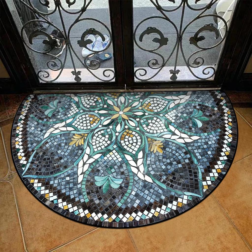 Входной коврик Весенние садовые украшения Уличный ковер Коврик для прихожей Полукруглый коврик Цветные цветочные напольные коврики