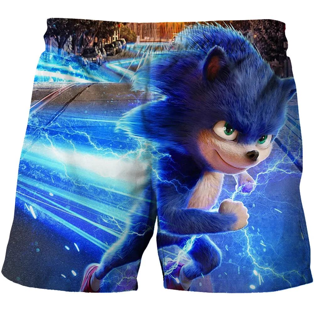 2025 MINISO Пляжные штаны для детей 4-14 лет Шорты Sonic 2 Штаны для девочек и мальчиков Штаны Харадзюку Для детей 3D Мультяшный принт Детские штаны