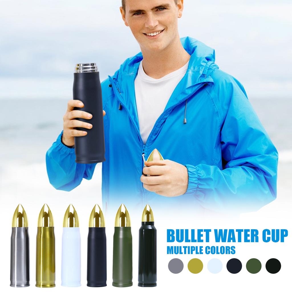 Вакуумная бутылка для воды из нержавеющей стали в форме золотой пули, персонализированная вакуумная чашка, изолированный стакан для портативной вакуумной колбы на открытом воздухе, 500 мл/1000 мл