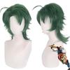 35CM SK Joe Cosplay Wig Green Short Straight Mullet Little Ponytail Heat Resistant Hair Role Play SK8 the Infinity SK Eight