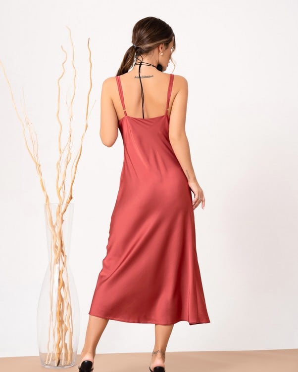 Silk Slip Dress with Straps ISSA Plus