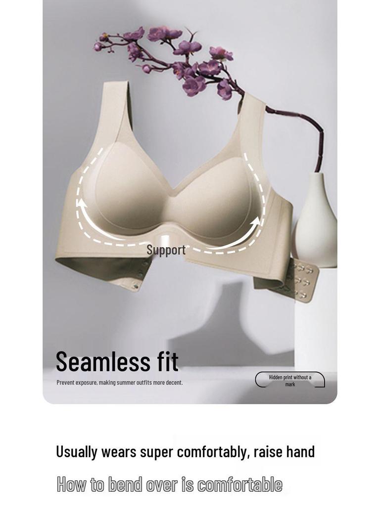 VANBARIS Plus Size Push-Up Bra with Side Support, Fixed Cups & Seamless Back Smoothing for Women