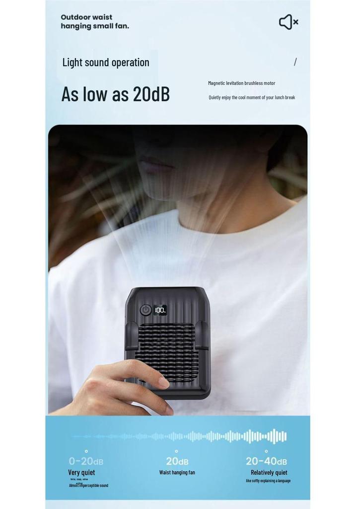 Y1L Waist & Handheld USB Portable Fan: Strong Wind Cooling for Outdoor, Food Delivery, Construction