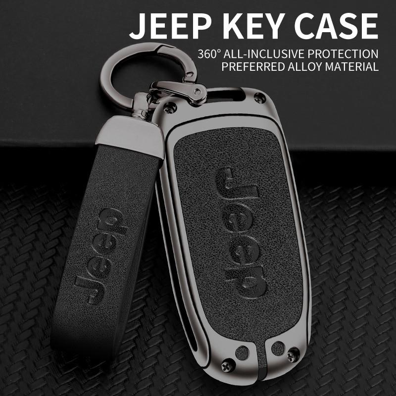 CNE1 Zinc Alloy Leather Car Key Cover Case Fob for Jeep Renegade Compass Cherokee Grand for Chrysler 300C Wrangler Car Accessories