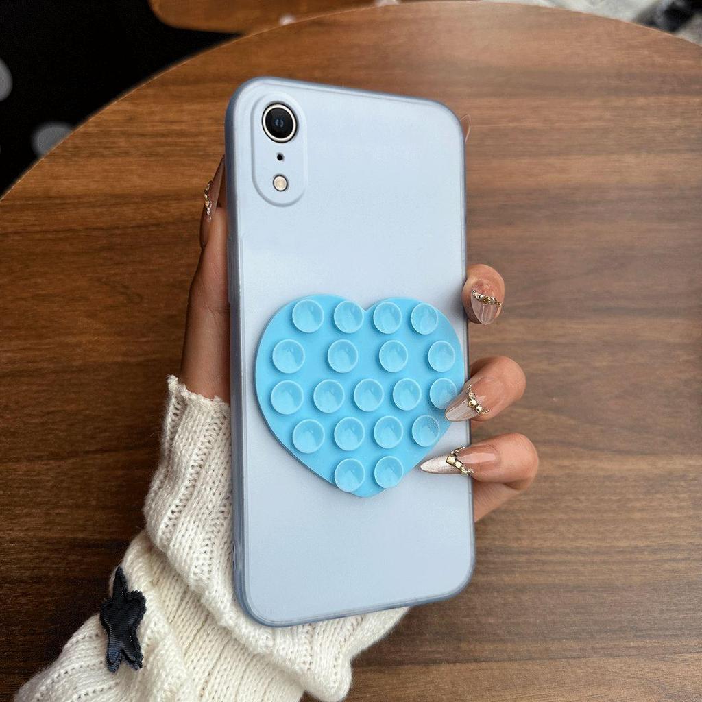 Чехол-присоска в форме сердца для iPhone XR, полупрозрачный, матовый, ударопрочный, мягкий, из ТПУ