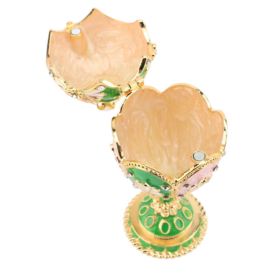 Шкатулка в форме пасхального яйца, ручная роспись, декоративные стразы, сплав, шарнирная, эмалированная, для колец, ожерелий