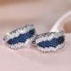 Уникальный дизайн Ярко-синие Белые цирконы Серьги-кольца для женщин Благородные и элегантные Свадебные украшения Подарки
