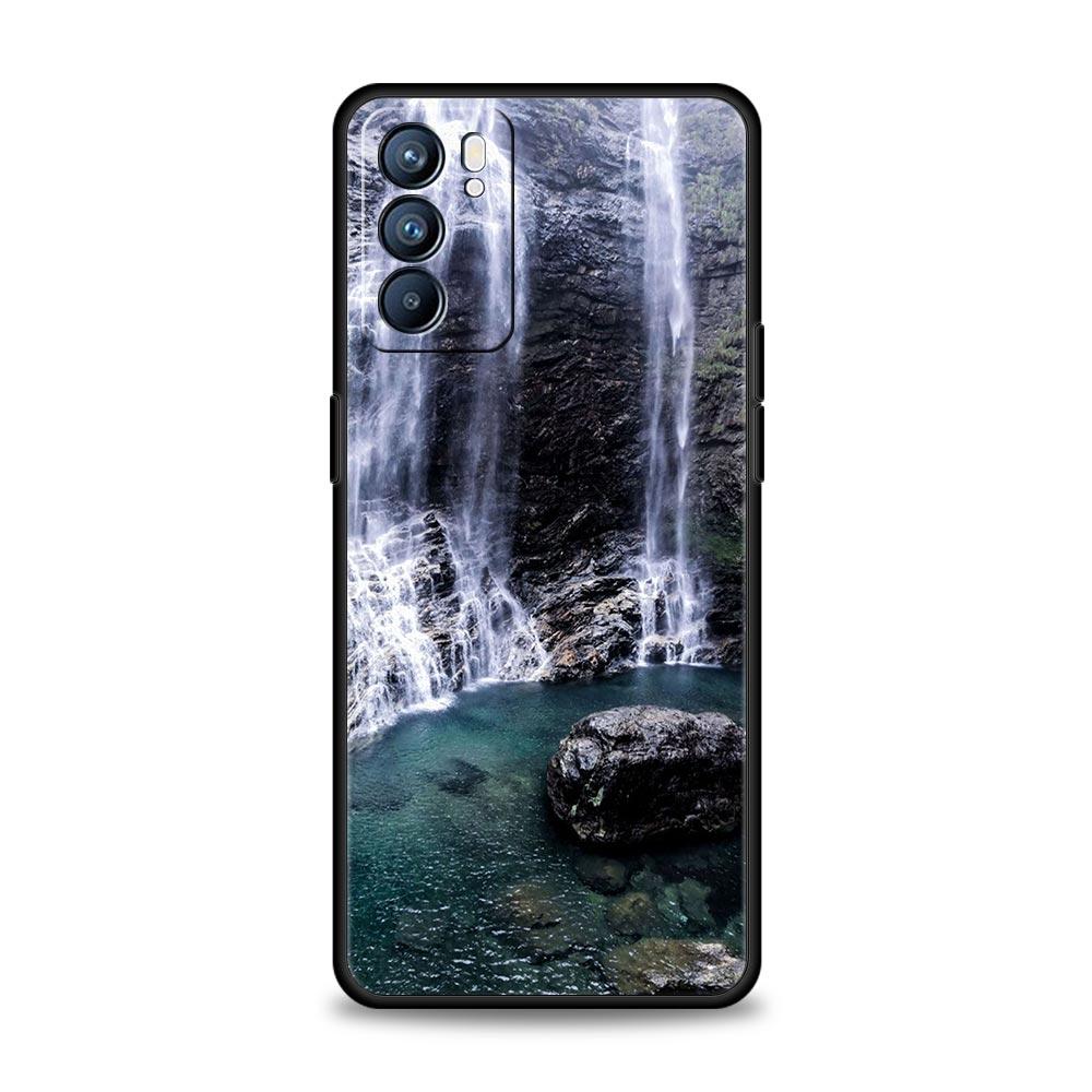Waterfall Nature Trees Ship Phone Case For Oppo A54 A53 A52 A9 2020 A15 A95 A16 A76 A74 A12 Find X5 SE Reno6 Pro Plus 5G Cover