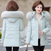 Пуховик женский, зимний новый стиль, одежда для мам среднего и пожилого возраста, утолщенная куртка средней длины с воротником из лисьего меха