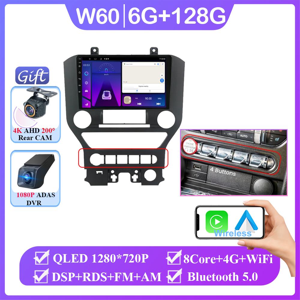 Android 14 Carplay Car Radio для Ford Mustang S550 2014 2015 – 2021 Навигация GPS Мультимедийный проигрыватель стерео WiF+4G 360 Камера BT