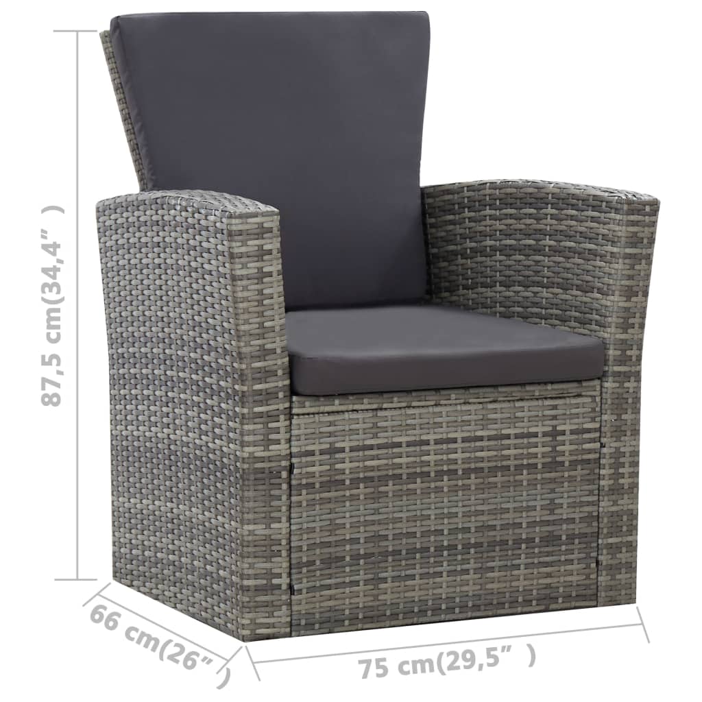 4 Piece Garden Lounge Set with Cushions Poly Rattan Grey