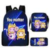 Lankybox Cartoon Pattern Backpack Shoulder Bag Pencil Case Three Set Piece