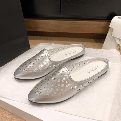 Модные осенние новые сандалии-баотоу на плоской подошве для женщин, остроносые, с вырезом средней глубины, полые, дышащие, с мягкой подошвой, нескользящие сандалии