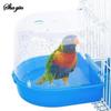 Plastic Bird Water Bath Box Bathtub Parrot For Parakeet Hanging Bowl