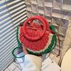 Small Hand-made Braided Bags Beach Summer Straw Bag Fashion Rattan Totes Lady Cute Watermelon Shoulder Bags Women Woven Handbags