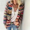 Autumn and Winter Vintage Striped Cardigan Sweaters Women Long Sleeve Slim Fit Knitted Cardigans Jacket Female Fashion Thin Loose Knitwear Coat 25190