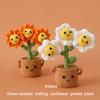 2025 Crochet Flowers Potted Creative Knitted Sunflower Handmade Kintting Flower Friends Gift Office Home Decor