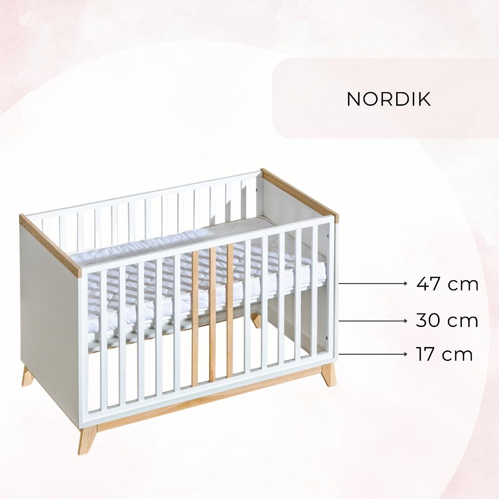 Łóżeczko dziecięce nordik 2w1 120x60 cm - drewniane łóżko dla dziecka + barierka