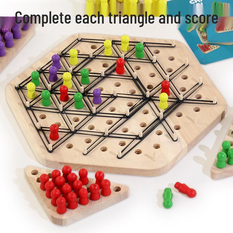 Wooden Geometric Triangle Chess Board – Parent-Child Interactive Educational Game for Kids