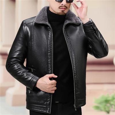 Кожаная куртка мужская утолщенная кожаная куртка короткая куртка для папы