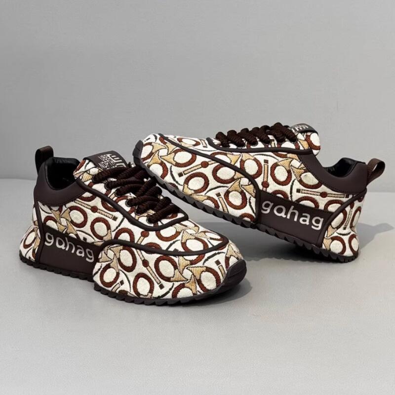 Fashion Men's Sports Casual Shoes for Autumn Winter Thick-soled Insole Height-increasing Rolled-soled Fashionable Trendy Dad Shoes A10