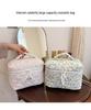 2024 Floral Cotton Quilted Large Capacity Cosmetic Handheld Storage Bag