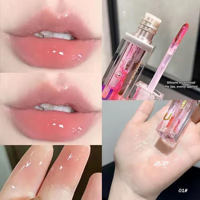 Прозрачный желейный зеркальный блеск для губ Увлажняющая глазурь для губ Water Light Crystal Clear Увлажняющий блеск для губ, придающий объем, масло-основа под макияж