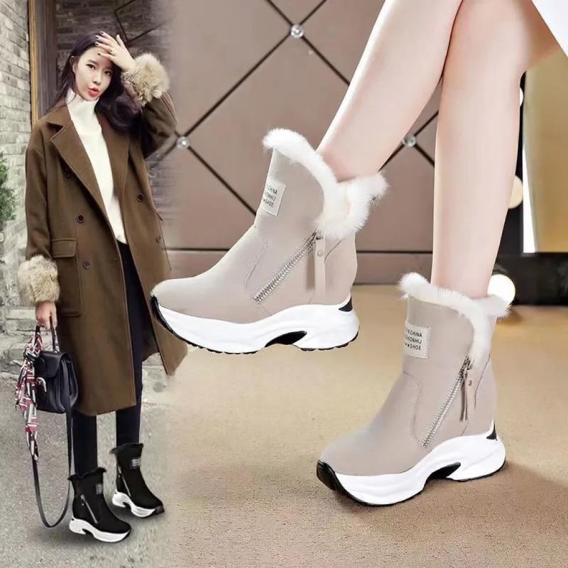Platform Short Plush Women Snow Boots Fashion Short Botas Ladies Elegant Wedges Heel Shoes Winter Keep Warm Women's Footwear