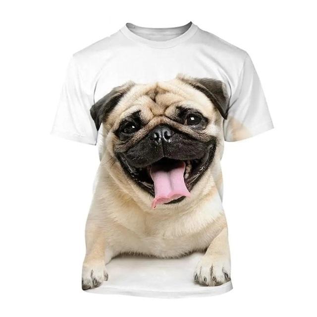 Cute Animal Pet Dog Tshirt For Men 3D Printed Funny Pug Graphic Tees Top Plus Size Short Sleeve T-shirt Homme Streetwear