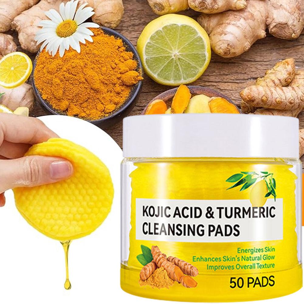 New Turmeric Kojic Acid Cleansing Pads Exfoliating Pads Facial Sponges For Cleansing Exfoliating Daily Cleansing Skin Care