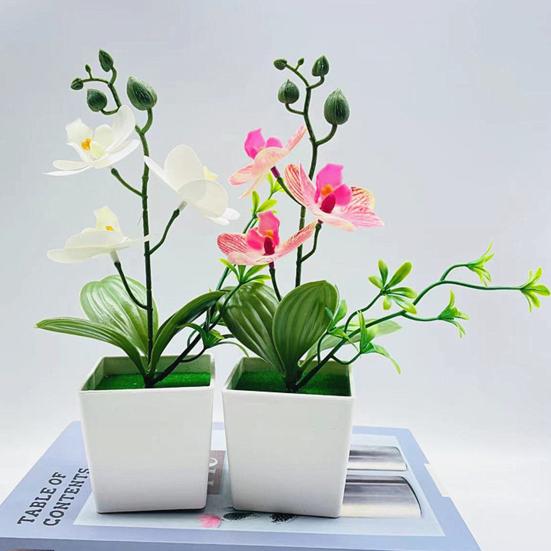Искусственный бонсай Реалистичные три цветка Неувядающие Неувядающие Декоративные DIY Поддельные Орхидеи Фаленопсис