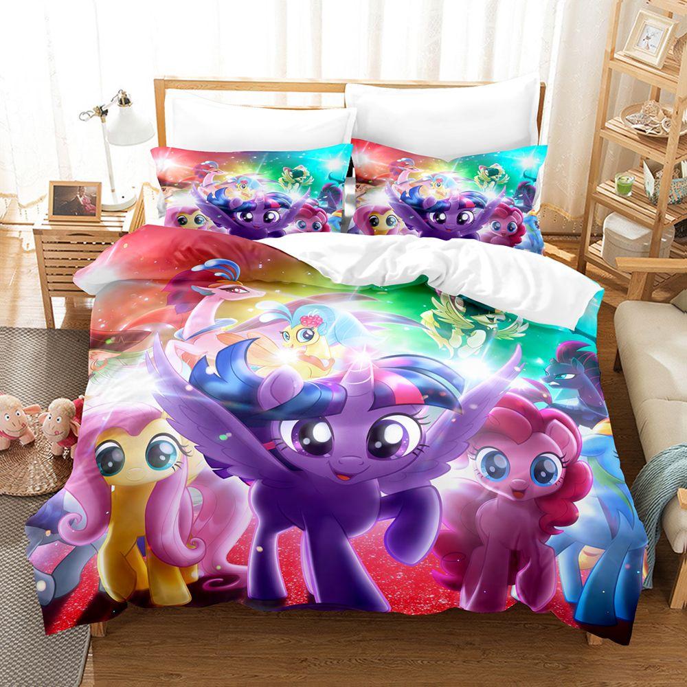 Exquisite 3D My Little P-Pony Wallpaper Digital Printing Bedding Set Duvet Cover Comforter Bed Youth Kids Girl Boys Gift