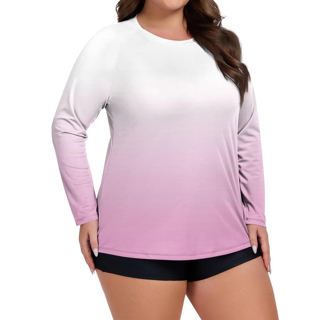 Women's Printed Large Size Long Sleeve Swimsuit Sun  Jacket Quick Dry Hiking Top