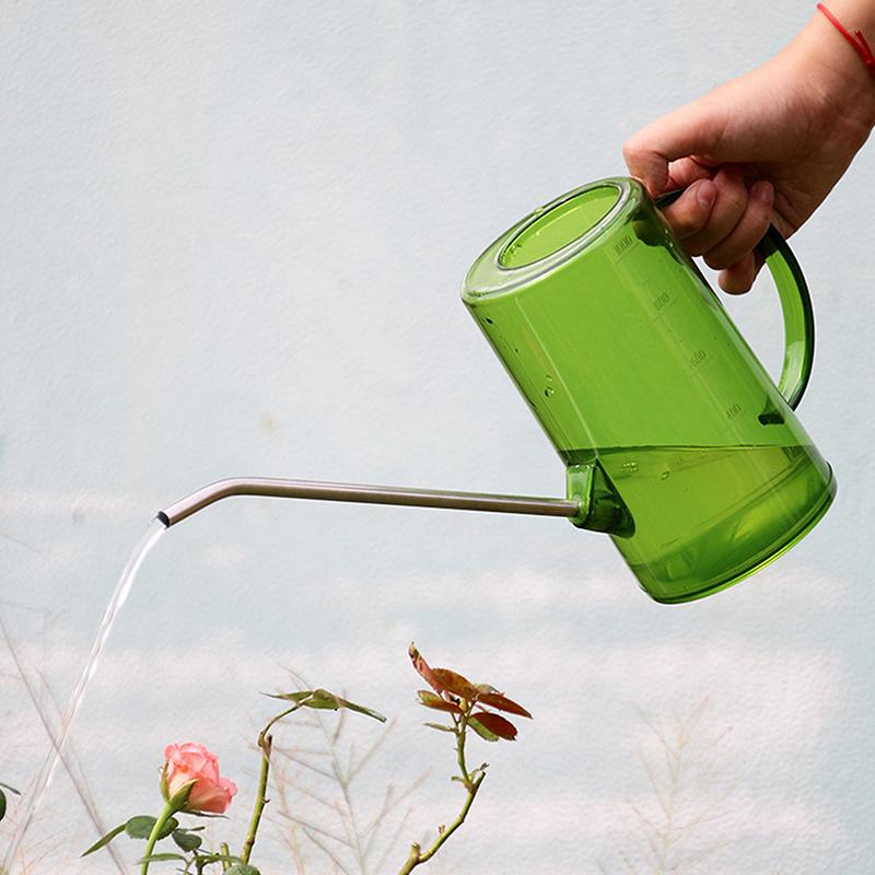 Садовая лейка большой емкости съемный чайник для полива бытовой из нержавеющей стали с длинным горлом для сада и газона 1,5 л пластик