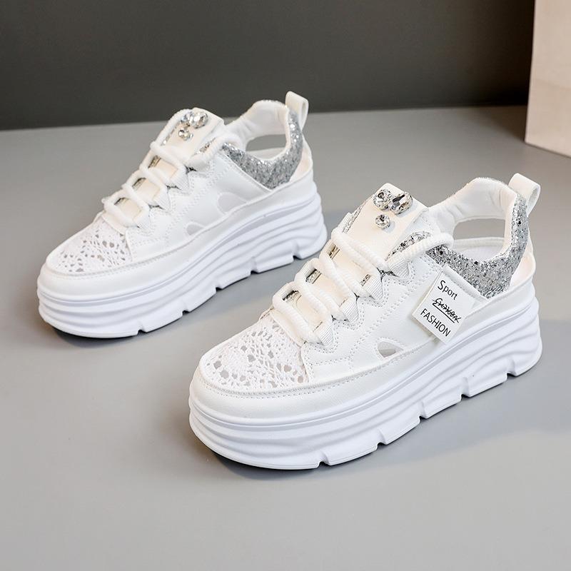 Fashion Women Fashion Sandals 2024 Summer New Breathable Hollow Out Platform Casual Shoes Designer Trend Increase Flat Shoe Mujer Verano