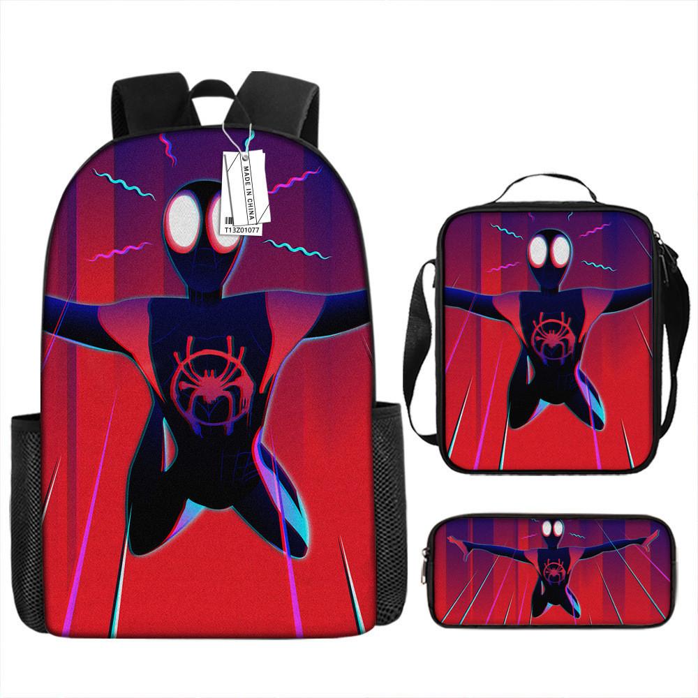 Spiderman School Backpack Set With Oxford Fabric Breathable Waterproof For Kids