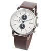 Salvatore Marra Unisex Slim Analog Quartz Leather SSWH Watch, Simple, Movement, Chronograph, Strap, Silver/White,