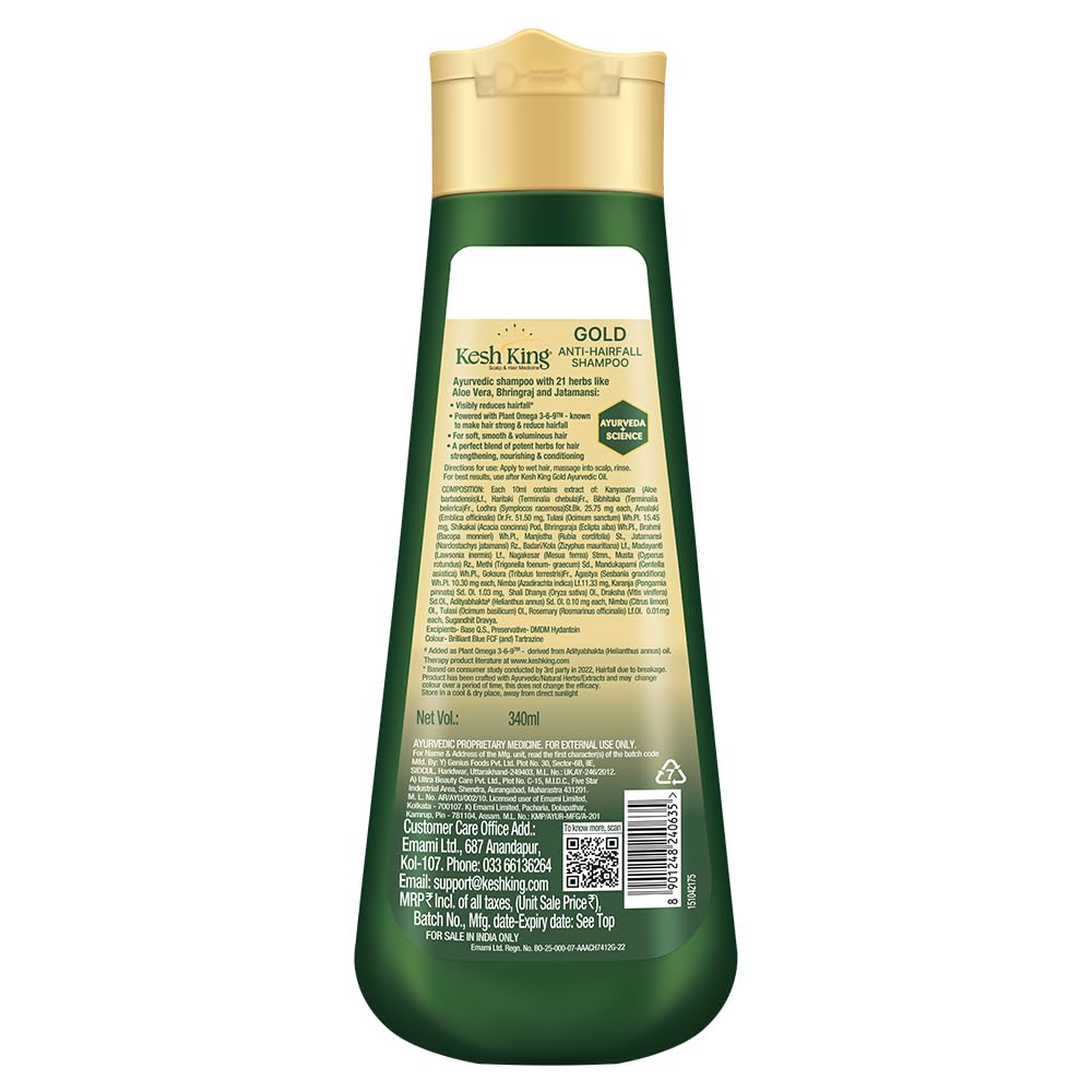 Kesh King Anti Hairfall Shampoo with Aloe and 21 Herbs, 340ml