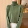 New Women's Casual Autumn/Winter High Neck Velvet Knit Sweater - Solid Color Short Pullover