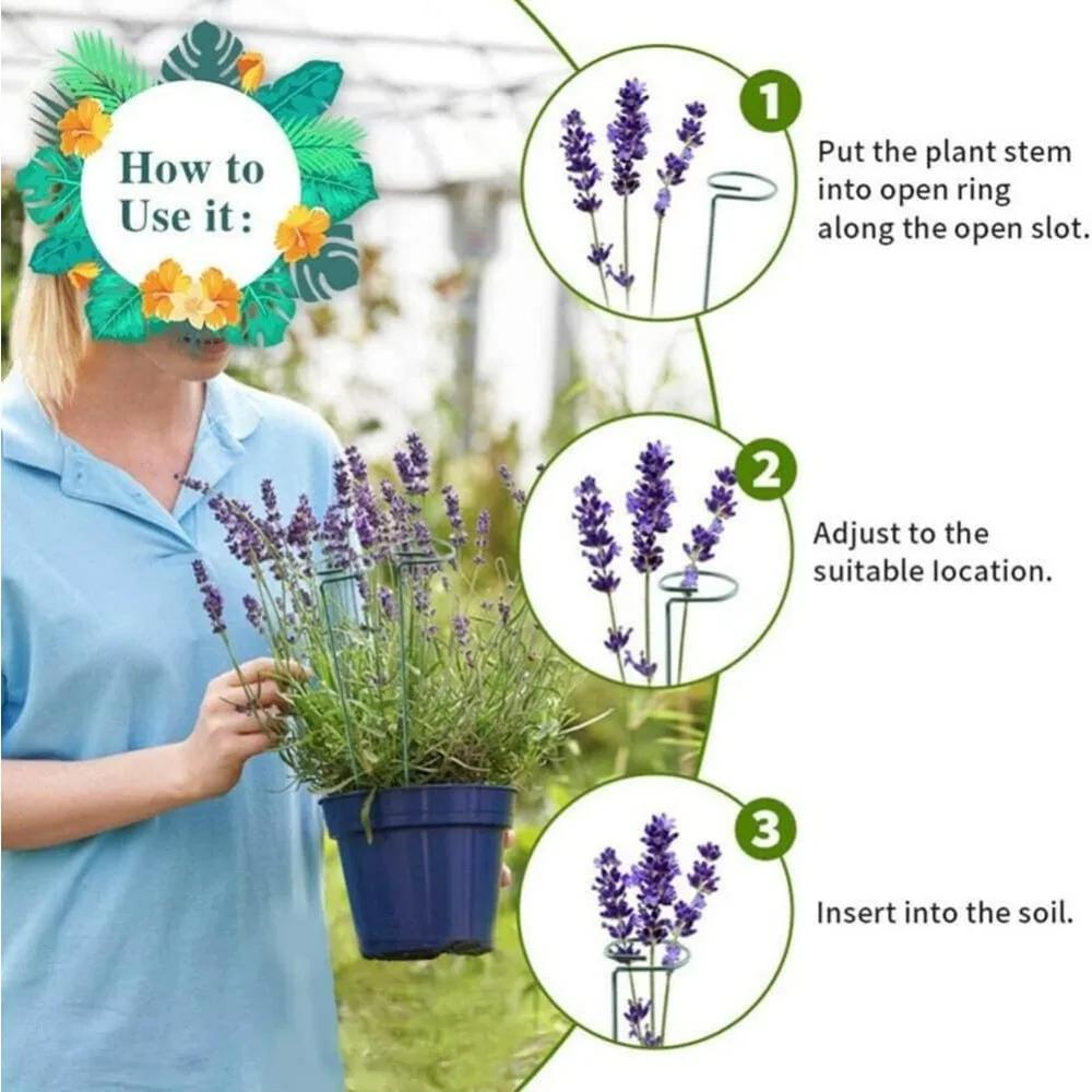 Plant Support Pile, 10 Piece Set of 20 Inch Metal Support Plant Cage and Support Stem, Used for Supporting Tomatoes and Lilies