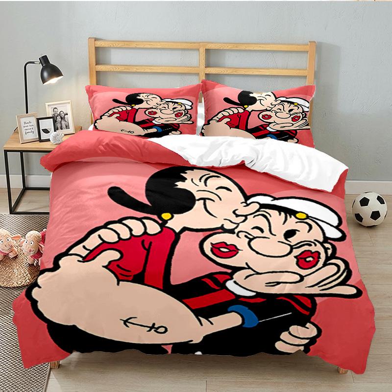 Po-peye And Olive In Action 3PCS Bedding set,Ideal for 1pc Duvet Cover And 2pcs Pillowcases Perfect for Fan gift,Ideal for Bedroom, Dormitory