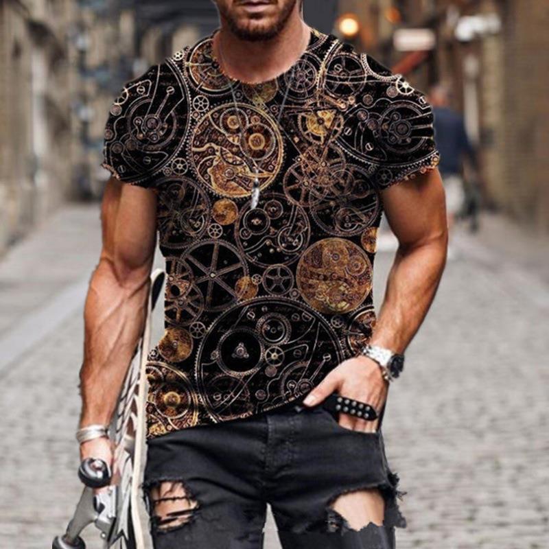 Men'S 3D Digital Printing T-Shirt Fashion Versatile Short Sleeve Personalized Printed Top